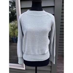 Marella Monochrome Max Mara Light Green Metallic Thread Knit Sweater Top Fits Sm